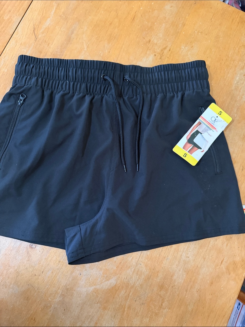 Women’s  Black Athletic Shorts with Zipper Pockets NWT sz S Ocean Pacific